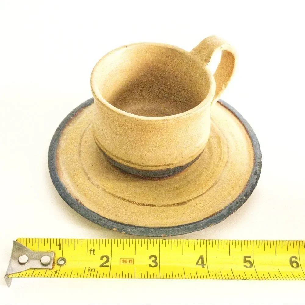 Hand Thrown Artisan Pottery Coffee Cup & Saucer